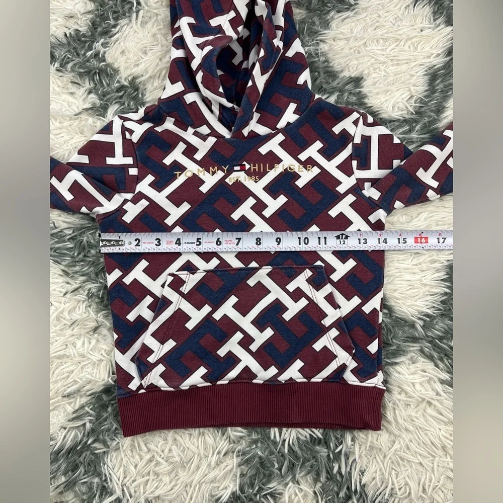 Tommy Hilfiger Kids Boy Multi-Color Monogram Print Hoodie Sweatshirt Size XS 4-5
